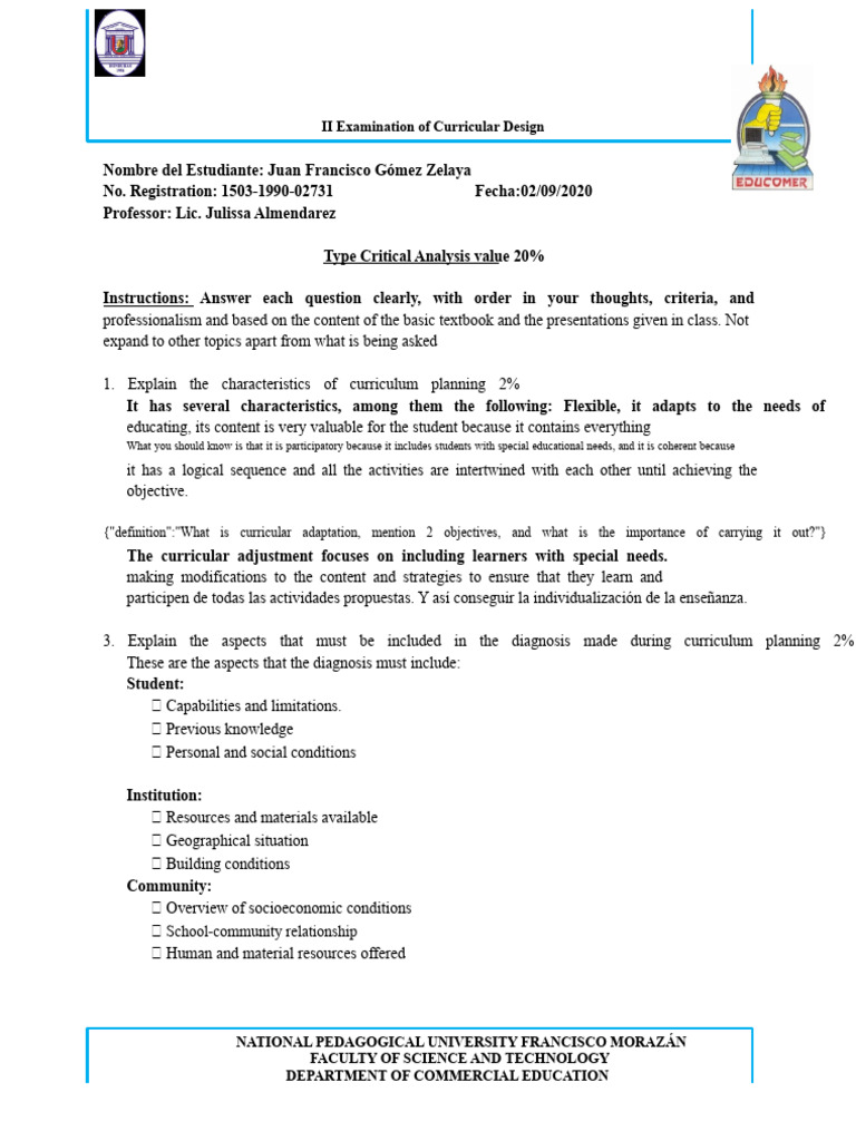 Critical Analysis of Curriculum Design | PDF | Curriculum | Teachers