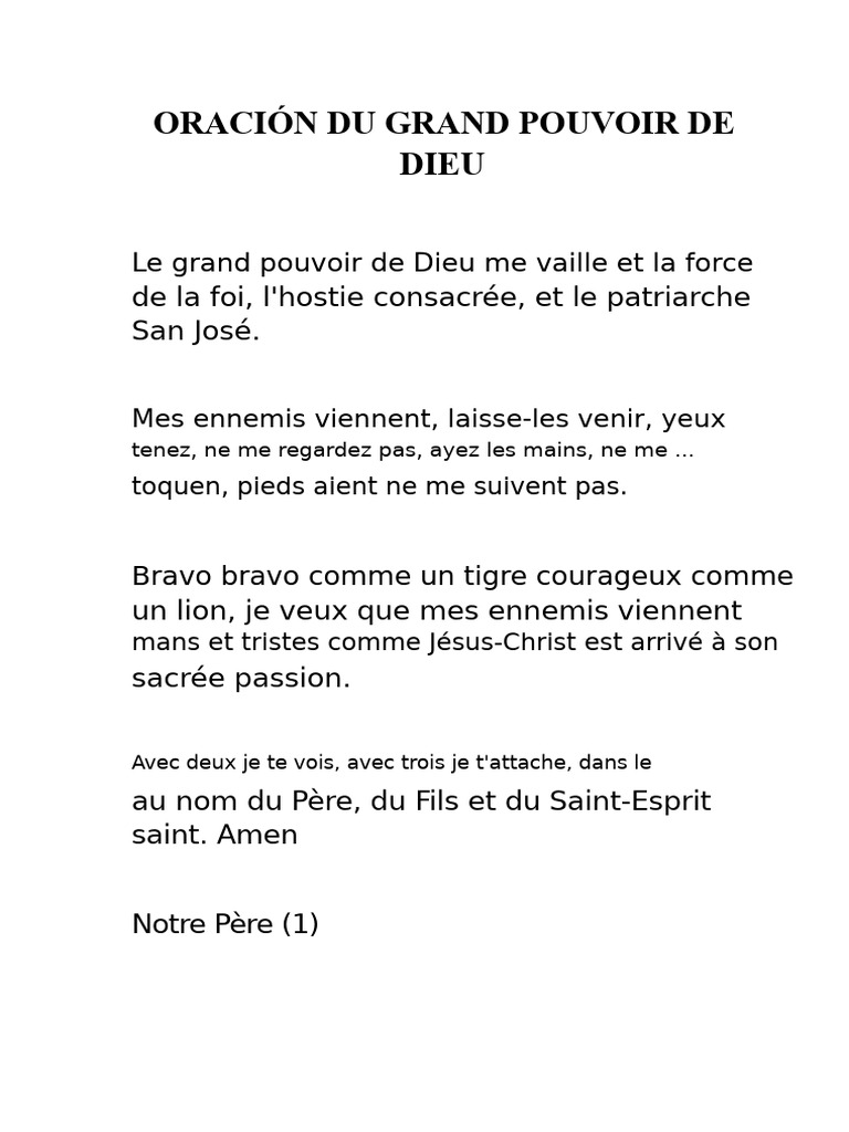 Prière de protection divine et foi | PDF