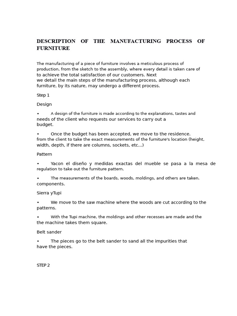 Furniture Manufacturing Process Overview | PDF | Life Cycle Assessment