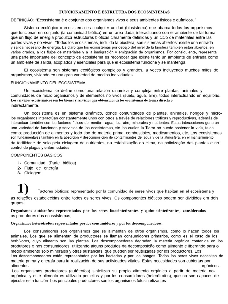 Funcionamiento y Estructura de Ecosistemas | PDF | Ecosistema | Ecología
