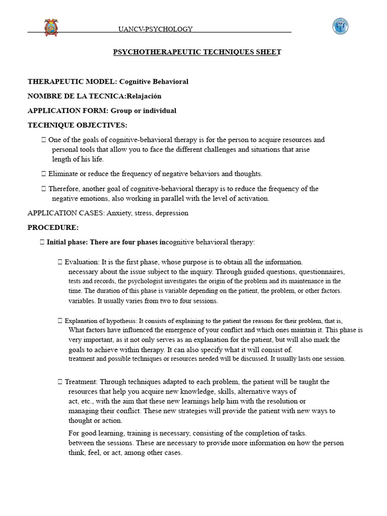 Cognitive Behavioral Therapy Techniques | PDF | Rational Emotive ...