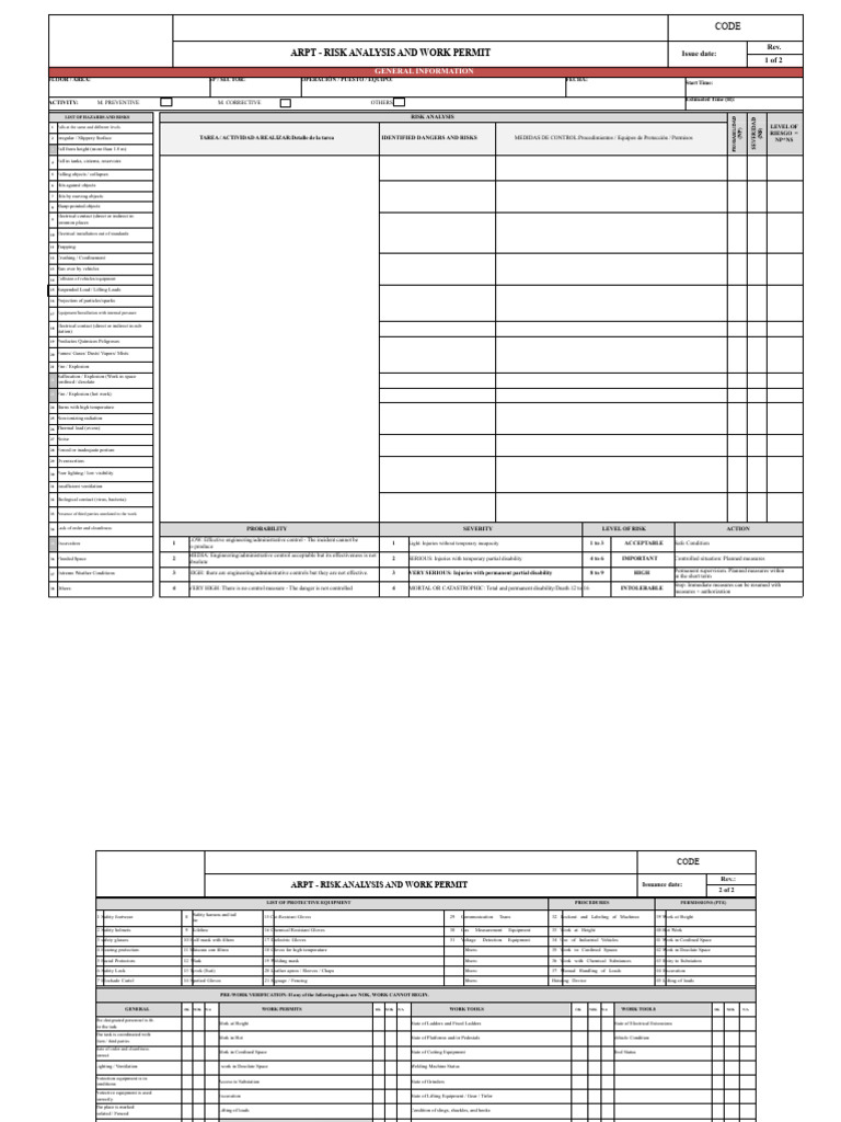 Risk Analysis and Work Permit Guide | PDF | Explosion | Personal ...