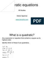 Quadratic Equations: IB Studies