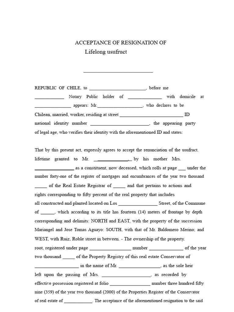 Acceptance of Renunciation of Usufruct | PDF