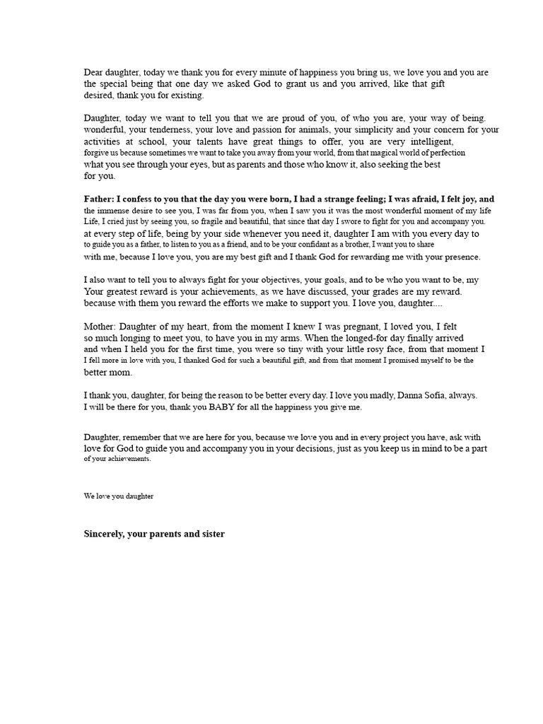 Letter to my daughter | PDF | Love