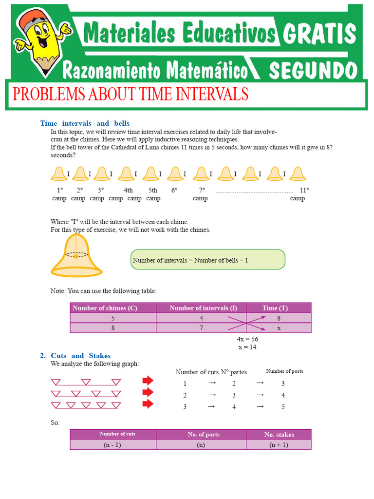 Problems About Time Intervals for Second Year of Secondary School | PDF