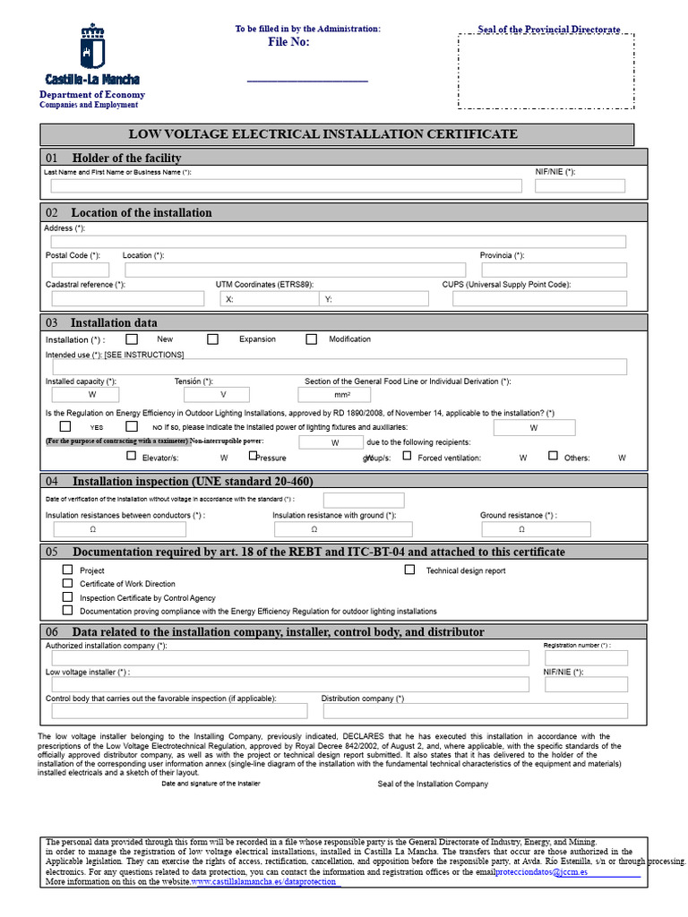 Low Voltage Electrical Installation Certificate | PDF | Insulator ...