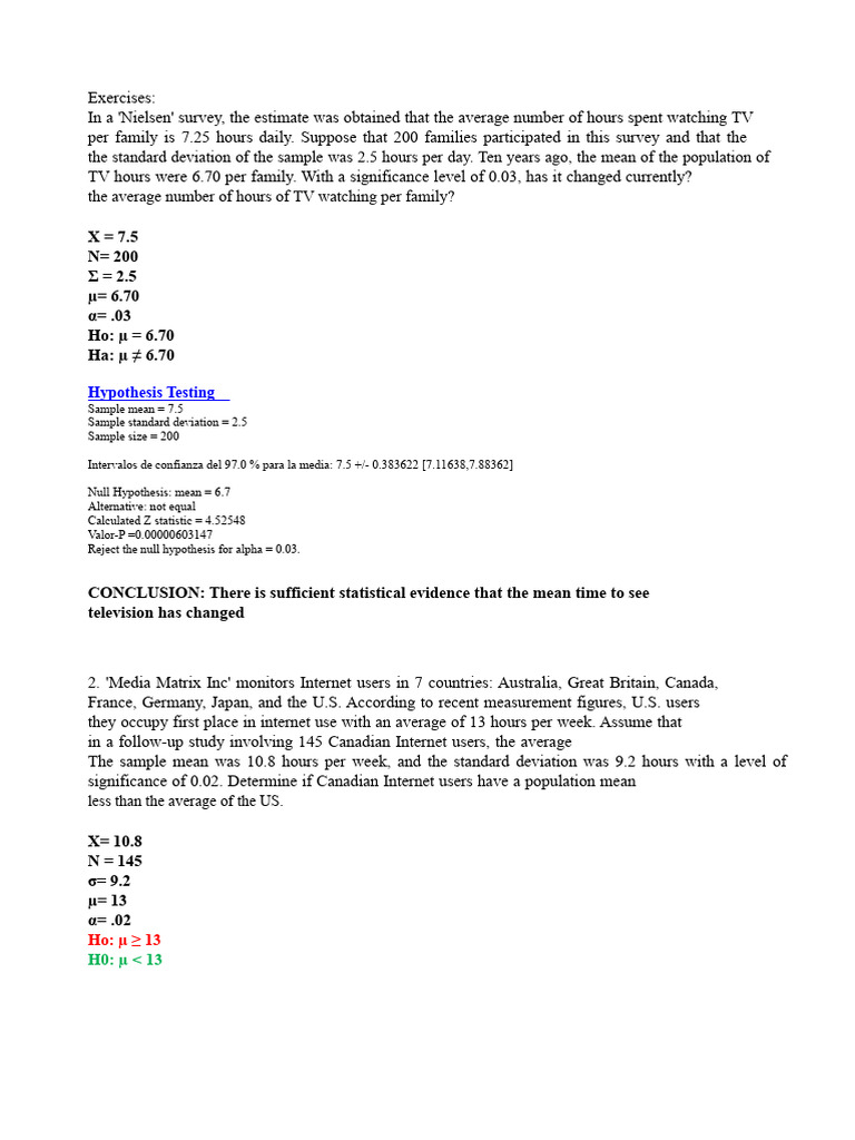 Statistical Analysis of Hypothesis Tests | PDF | Statistical ...