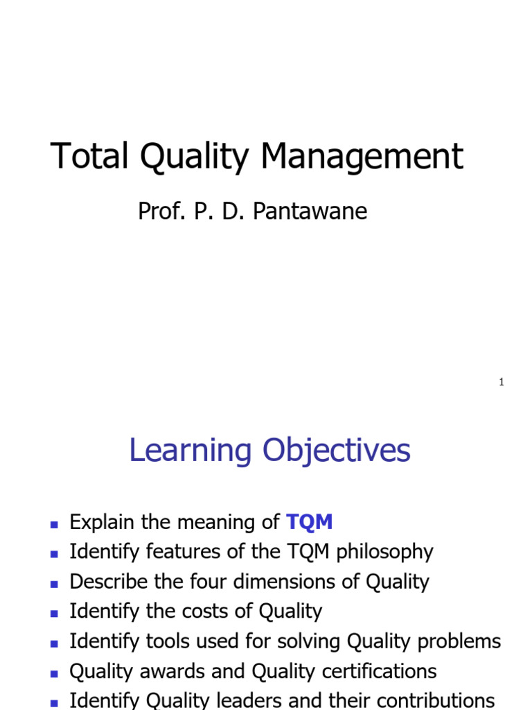Total Quality Management Overview | PDF | Quality (Business) | Quality ...