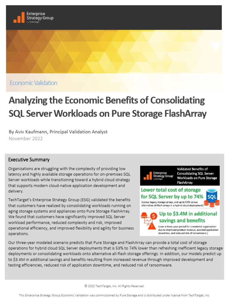 Economic Benefits of Pure Storage for SQL Server | PDF | Cloud ...