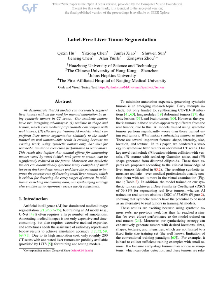 Label-Free Liver Tumor Segmentation | PDF | Ct Scan | Image Segmentation