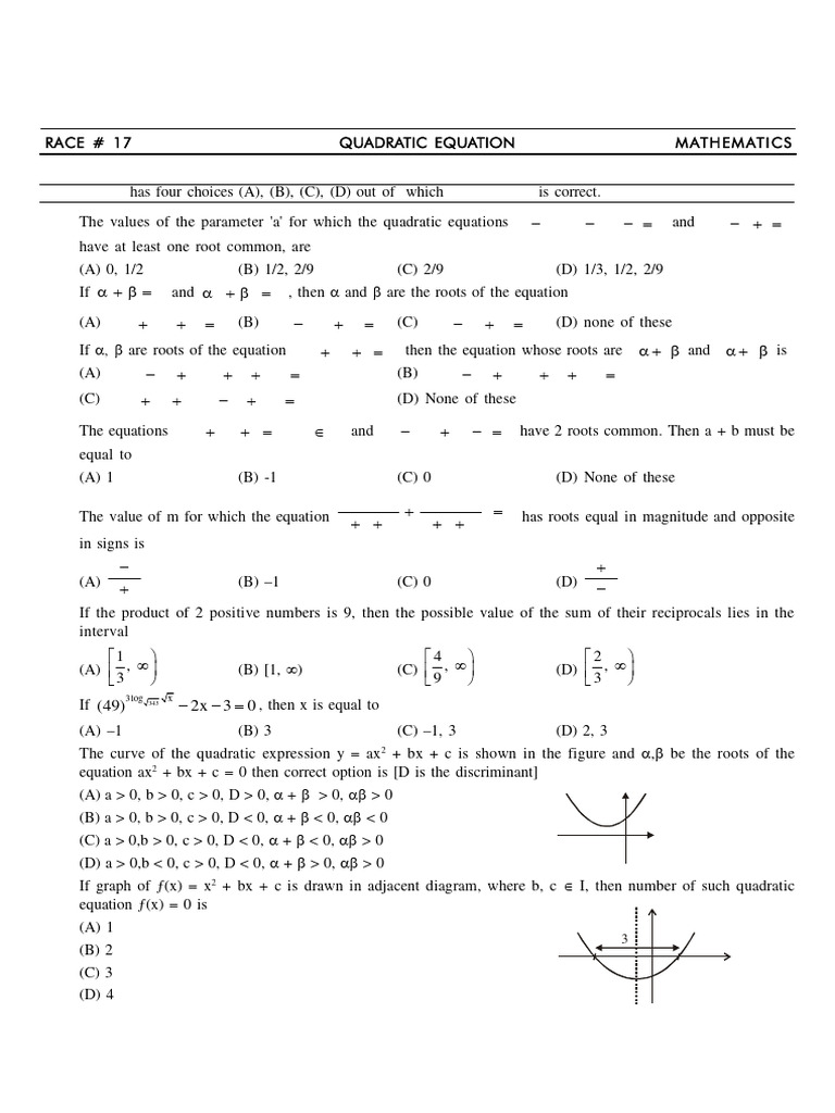 Race-17 - Quadratic Equation 251014 090727 | PDF | Quadratic Equation ...