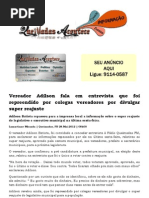 Vereador Adilson Fala Em Entrevista Que Foi Re Preen Dido Por Colegas Vereadores Por Divulgar Super Reajuste