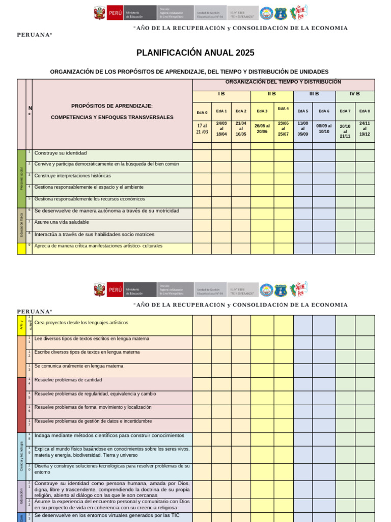 Planificación Anual 2025 Educación Perú | PDF | Aprendizaje