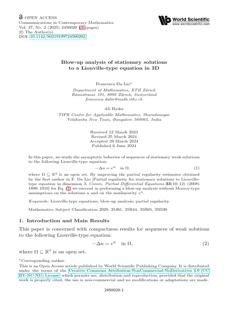 Da Lio Hyder 2024 Blow Up Analysis of Stationary Solutions to a ...