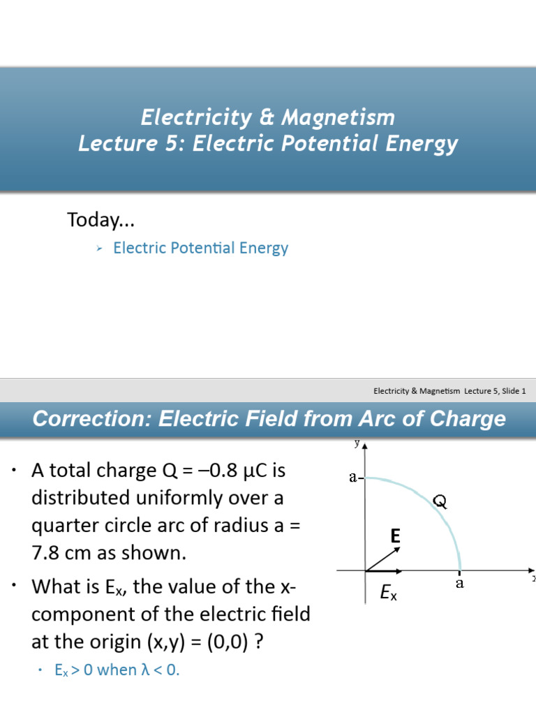 SP Lecture 05 - Electric Potential Energy Copy | PDF | Electricity ...