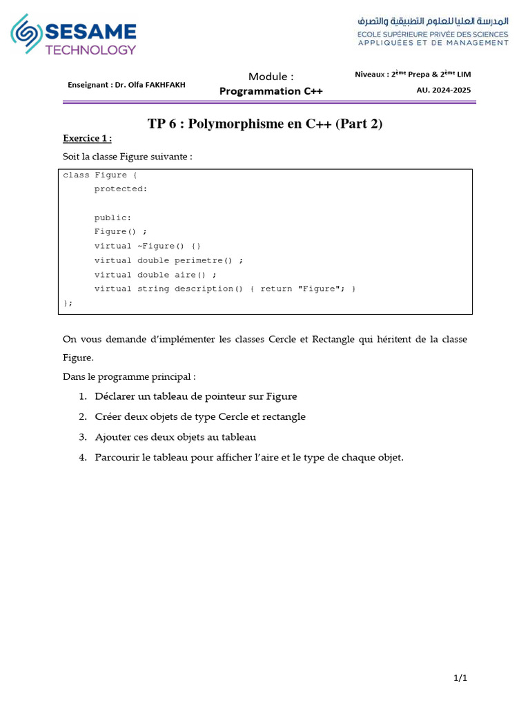 Polymorphisme C++ : Figures et Héritage | PDF