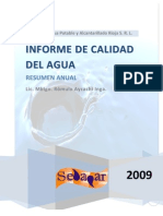 Informe de Calidad Del Agua - Resumen 2009