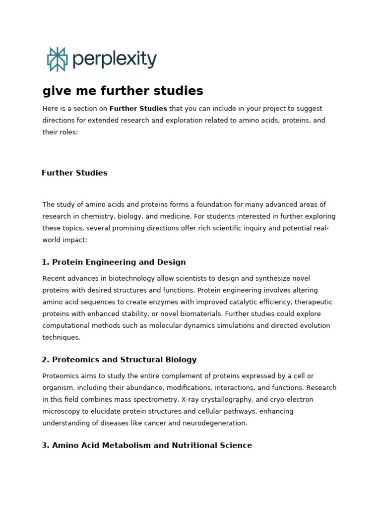 Further Studies in Amino Acids and Proteins | PDF | Proteins | Proteomics