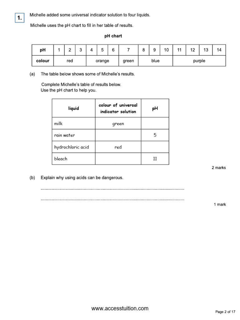 Acid and Alkalis (Test) Grade 7 | PDF
