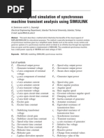 Modelling and Simulation of Synchronous Machine Transient Analysis