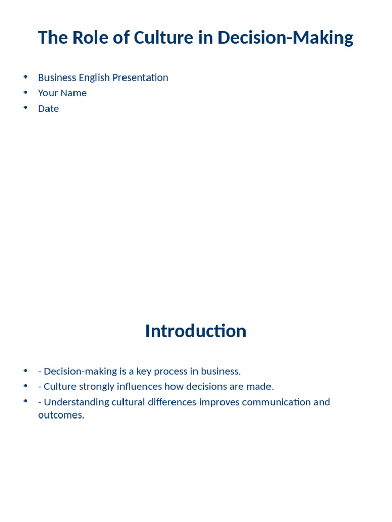 Role of Culture in Decision Making | PDF