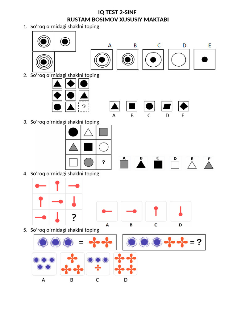 IQ Test 1-2-SINF | PDF