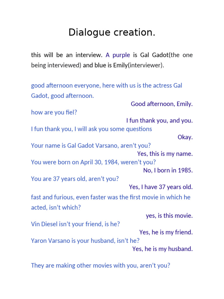 Gal Gadot Interview Transcript | PDF