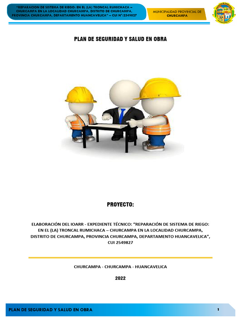 Plan de Seguridad en Obra de Riego Churcampa | PDF | Seguridad y salud ...