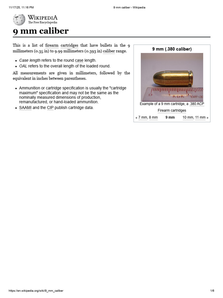 9 mm Caliber Firearm Cartridge Guide | PDF | Caliber | Cartridge (Firearms)