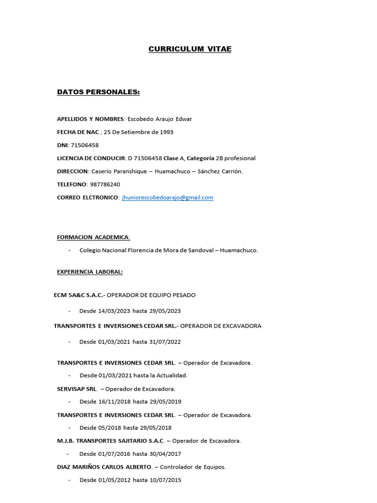 CV Edwar Escovedo Act - PDF | PDF | Control de acceso | Autenticación