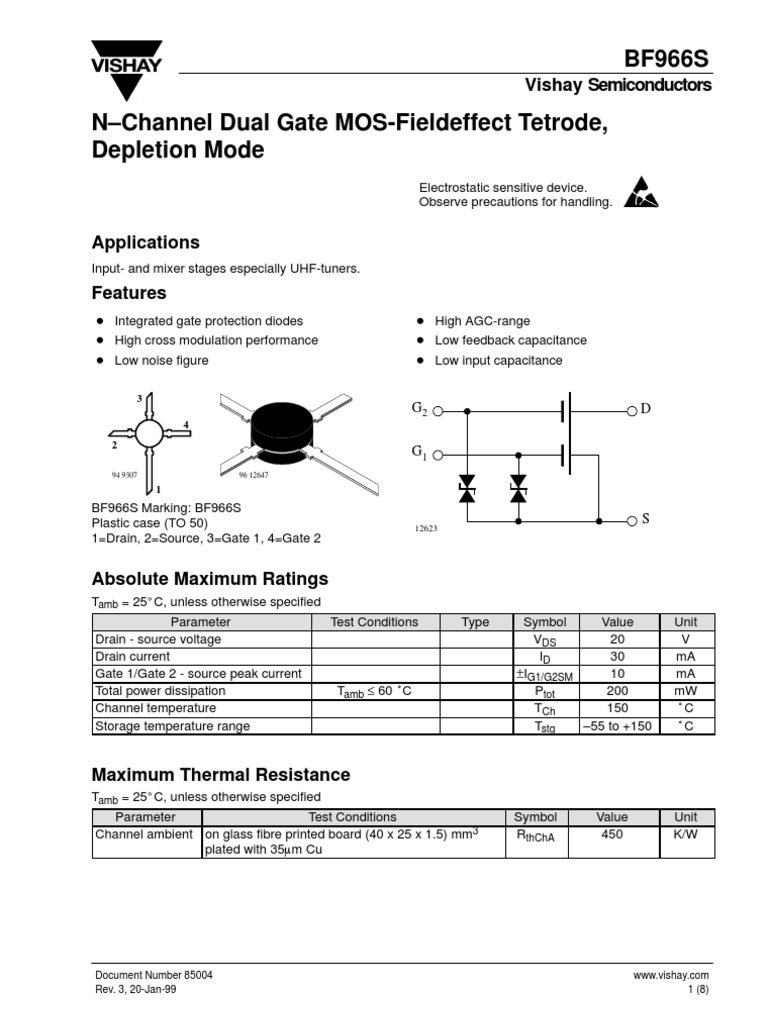 Bf966 Datasheet | PDF | Field Effect Transistor | Capacitor