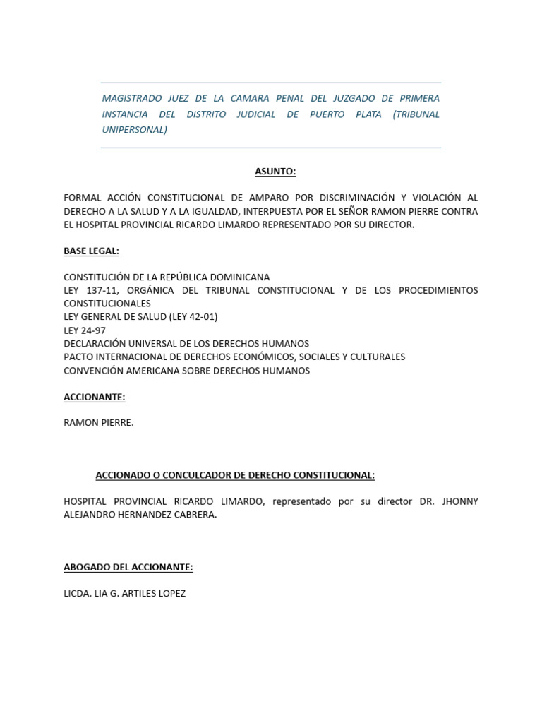 Accion de Amparo | PDF | Gobierno | Justicia