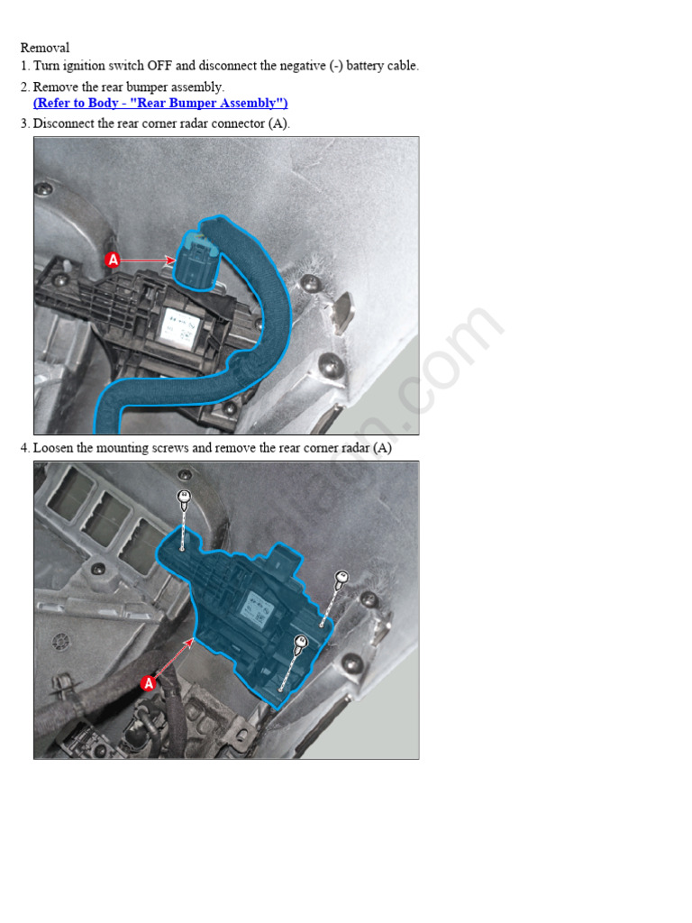 Rear Corner Radar Removal Guide | PDF