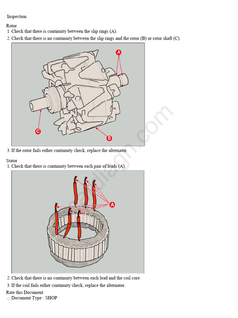 Engine Electrical System Charging System Alternator Inspection | PDF