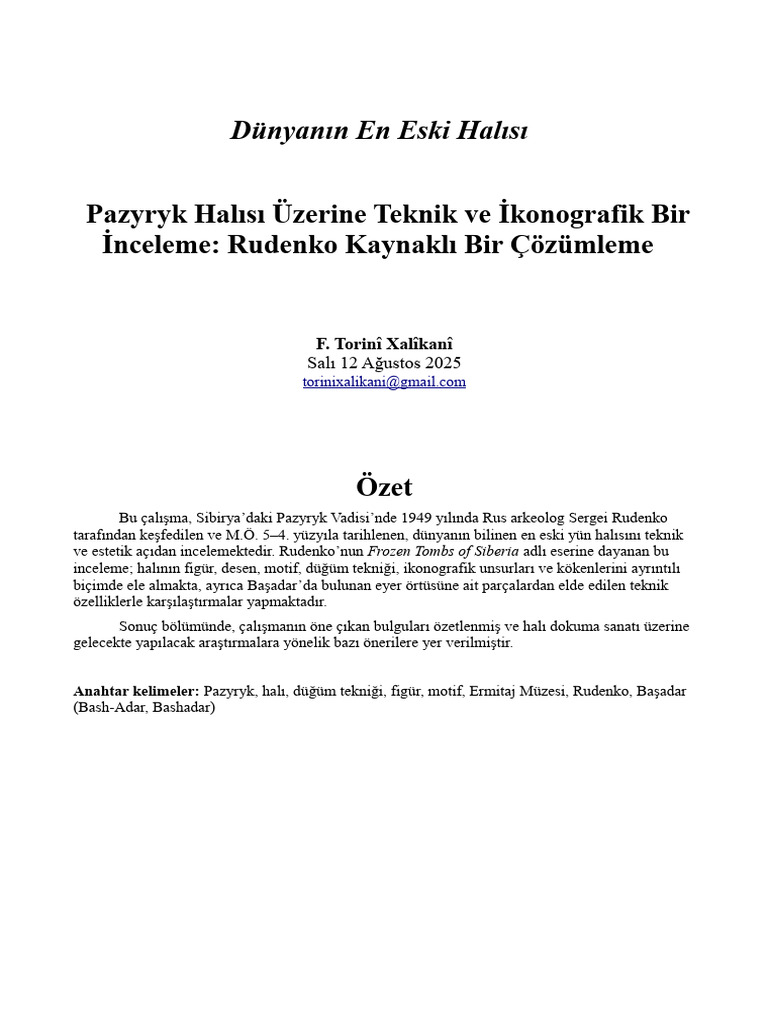 Dunyanin en Eski Halisi Pazyryk Pazirik | PDF