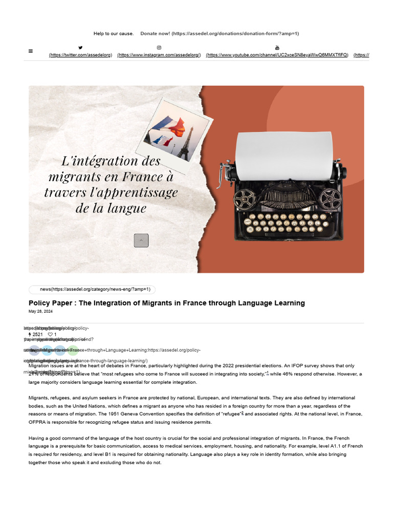 Migrant Integration in France: Language Learning | PDF | Human ...