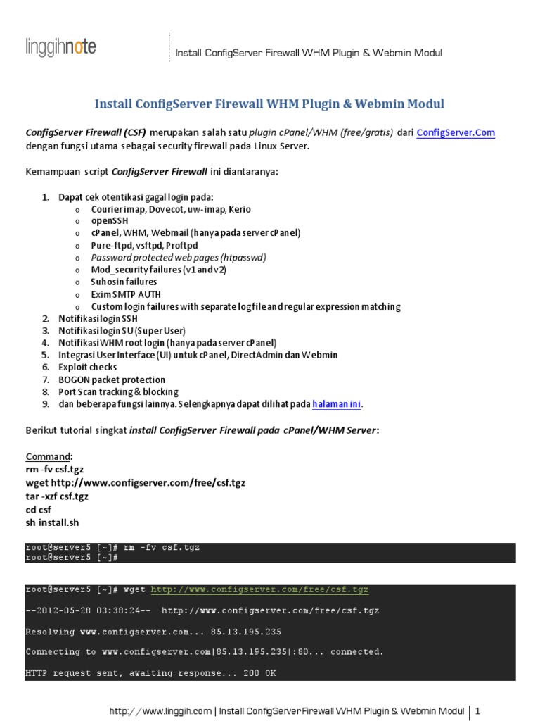 Install Config Server Firewall WHM Plugin & Webmin Modul | PDF | Port ...