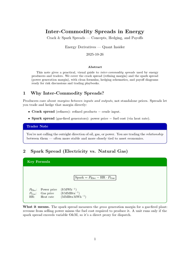 Energy Inter-Commodity Spreads Guide | PDF | Hedge (Finance) | Energy ...