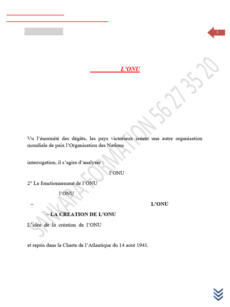 Histoire et fonctionnement de l'ONU | PDF | Nations unies | Relations ...