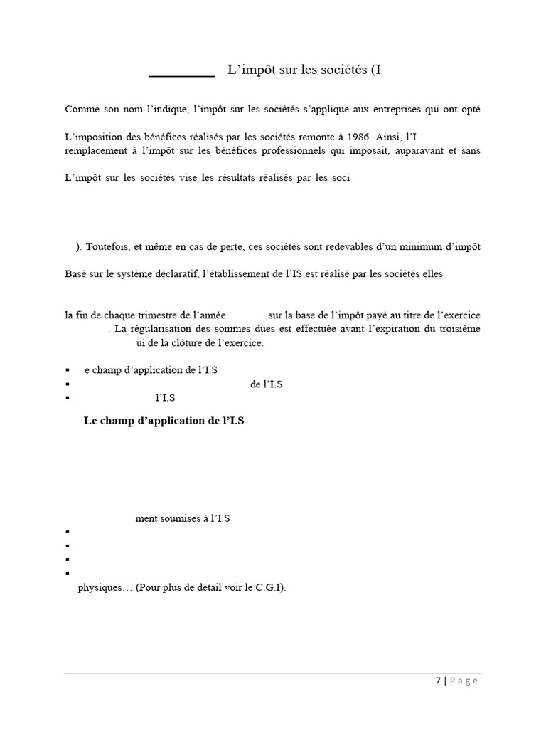 Guide sur l'impôt sur les sociétés (I.S) | PDF | Dépréciation | Centre ...