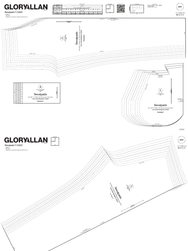 Glory Allan - GA025 - Sweatpants Sewing Pattern - 46.8in by 33.1in (A0 ...
