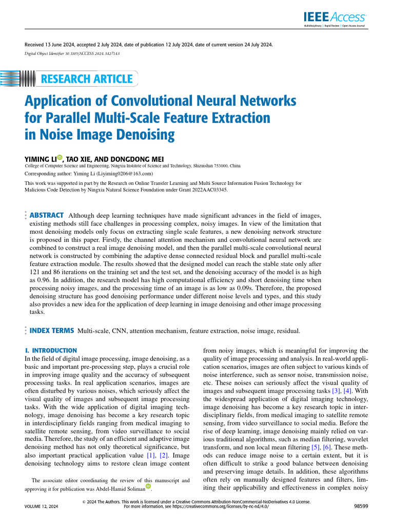 CNN-Based Multi-Scale Image Denoising | PDF | Deep Learning | Attention