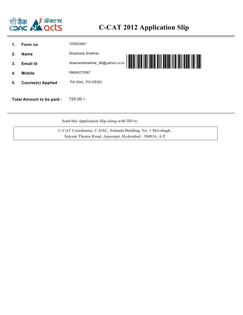 Application Slip | PDF