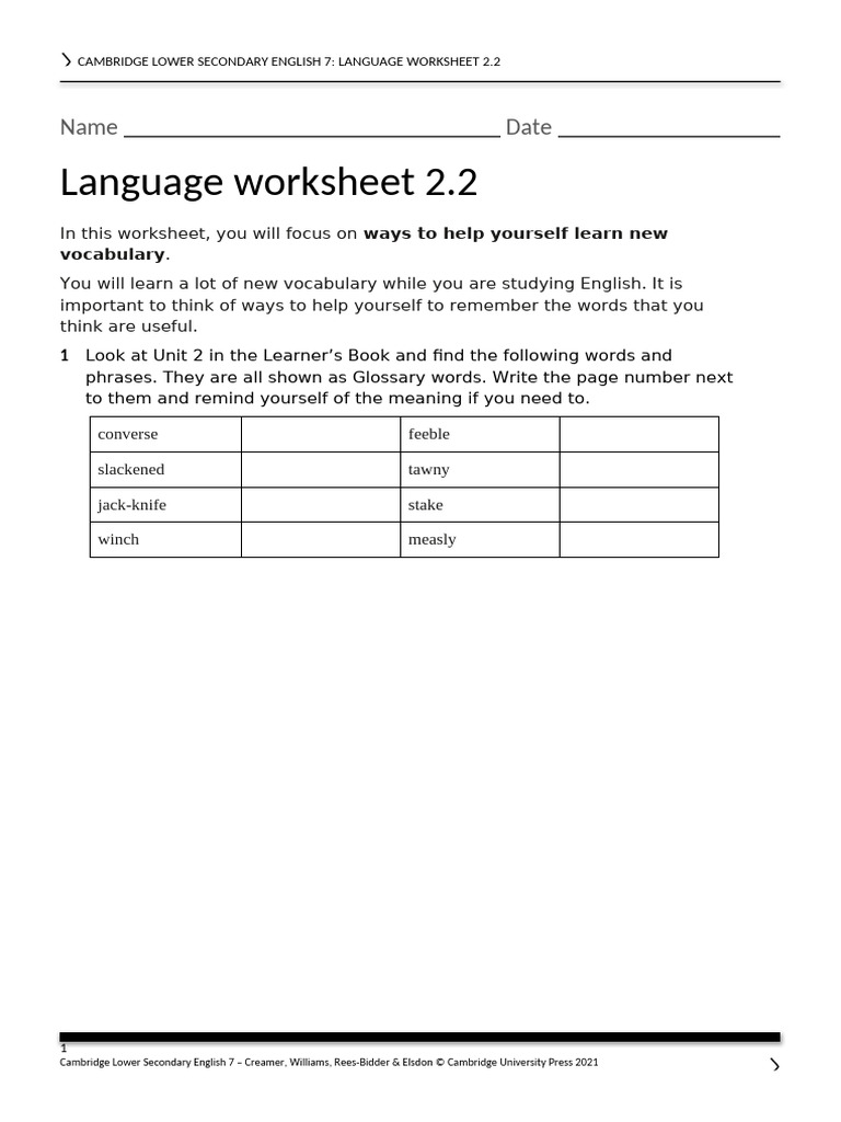 Vocabulary Learning Strategies Worksheet | PDF | English Language | Word