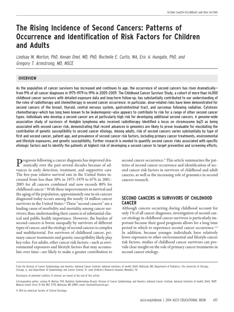 Risk Factors in Kids For Second Cancers | PDF | Cancer | Radiation Therapy