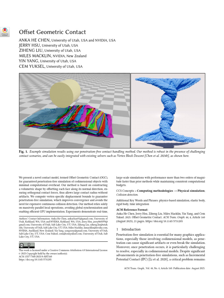 Offset Geometric Contact Model for Simulations | PDF | Mathematical ...
