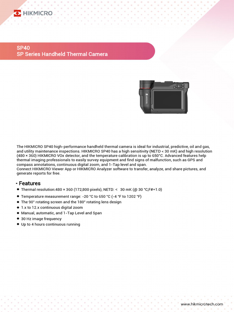 HIKMICRO SP40 Handheld Thermal Camera | PDF