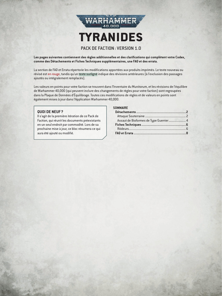 Règles et Stratégies des Tyranides 1.0 | PDF