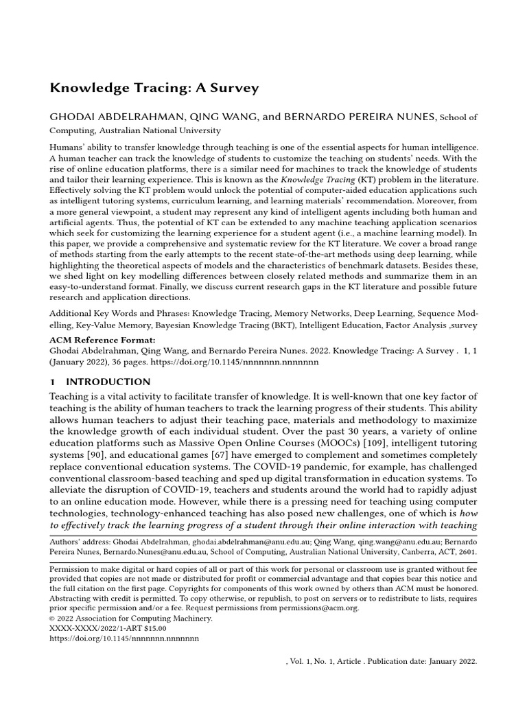Comprehensive Review of Knowledge Tracing | PDF | Deep Learning ...